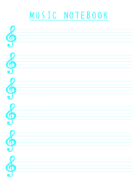 LIGHT BLUE COLOR MUSICAL NOTES/WHITE