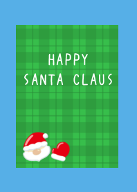 HAPPY SANTA CLAUSj-GREEN CHECKERED-BLUE