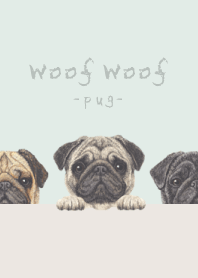 Woof Woof - Pug - PASTEL GREEN