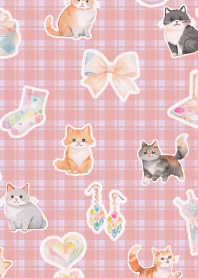 Girlish Cats on light purple