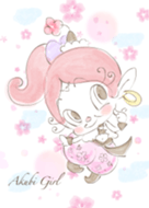 Akubi Girl Cherry Blossom Watercolor Line Theme Line Store