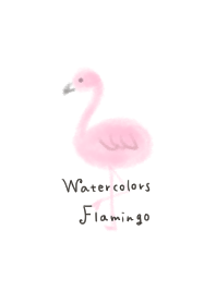 Adult cute watercolor flamingo.