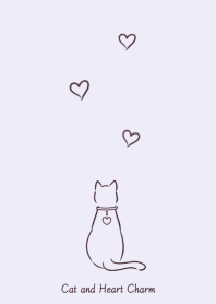 猫とハートチャーム (パープル)