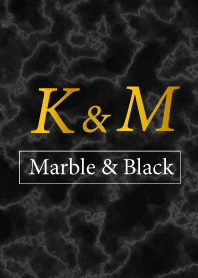 K&M イニシャル 大理石モノトーン黒