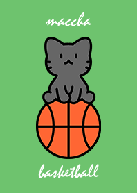 black cat sitting on a basketball MTCH A