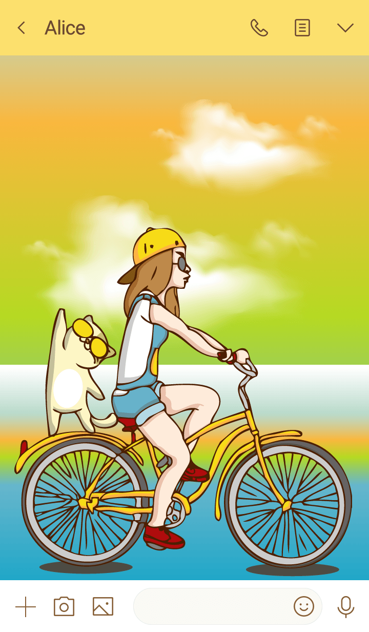 Girl and Bicycle and Cat cute cute
