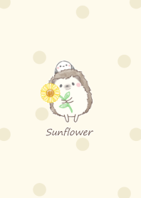 ハリネズミとシマエナガ -向日葵- イエロー