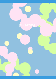 Pulsating yellow greenandpink on blue