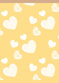 white heart pattern brown&yellow