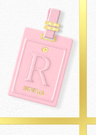 イニシャル R ピンクレザー