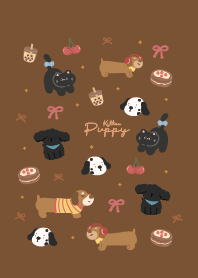 Dachshund and cat black minimal : brown