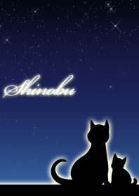 しのぶ★猫の親子と夜空