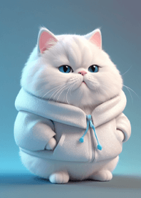 The cat is wearing a long-sleeved shirt