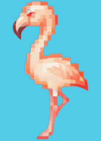 Flamingo Pixel Art Tema Azul 03