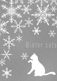 冬のシンプルな猫-雪の結晶＠冬特集