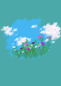 花と青い空