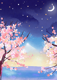Beautiful night cherry blossoms#766