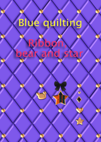 Blue quilting(Ribbon, bear and star)