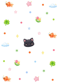 Black cat and goldfish (Pp)