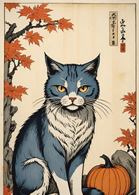 Ukiyo-e - Halloween cat B9557a