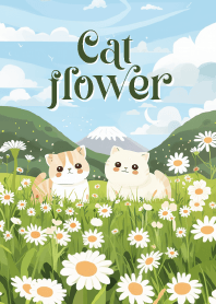 lovely cat and daisy flower_2