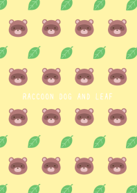 RACCOON DOG AND LEAFj-LIGHT YELLOW