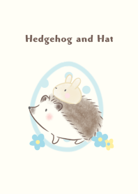 Hedgehog and Hat -cream rabbit- blue