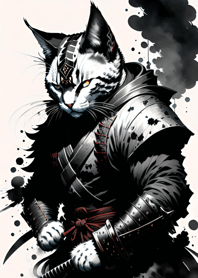Ink wash cat samurai C8d72e