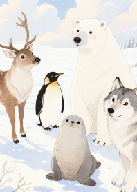 Love Cute Animals in Winter Theme