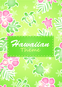 HawaiianTheme1ハッピーハワイ柄6 緑～黄緑