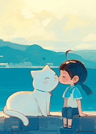 可愛女孩&貓の海邊❤️
