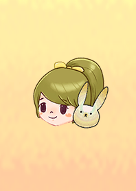 可愛い女の子と黄色いうさぎ