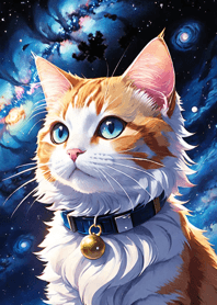 夜の月と星の猫 7766e4