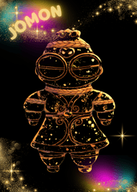 Shakoki Dogu Jomon Japan black  gold 24