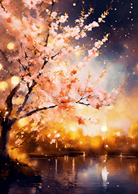 Beautiful night cherry blossoms#1259