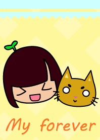Simple girl with fool cat