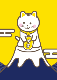 Lucky Cute Cat! Mt.Fuji / Navy x Yellow