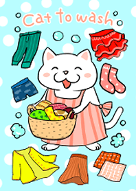 Cat helps with laundry