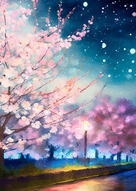 Beautiful night cherry blossoms#790