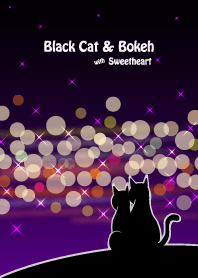Black Cat & Bokeh with Sweetheart