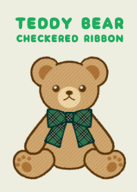 Teddy Bear[CHECKERED RIBBON/GREEN]