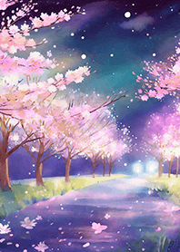 Beautiful night cherry blossoms#2687