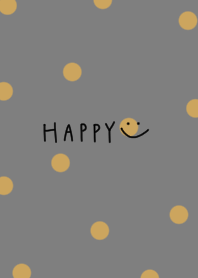 Dark grey with yellow polka dots.