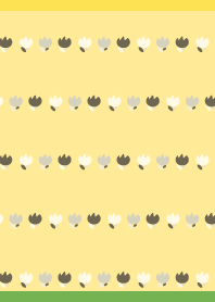 Rough monochrome tulips on yellow