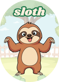 のんびり気楽なナマケモノ（白黒 01）