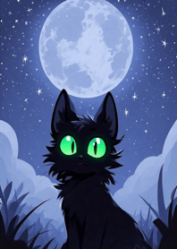 Black cat under the starry sky b822E5