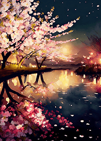 Beautiful night cherry blossoms#382
