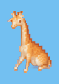 Giraffe Pixel Art Theme  Blue 05