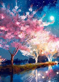 Beautiful night cherry blossoms#415