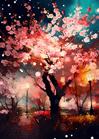 Beautiful night cherry blossoms#1278